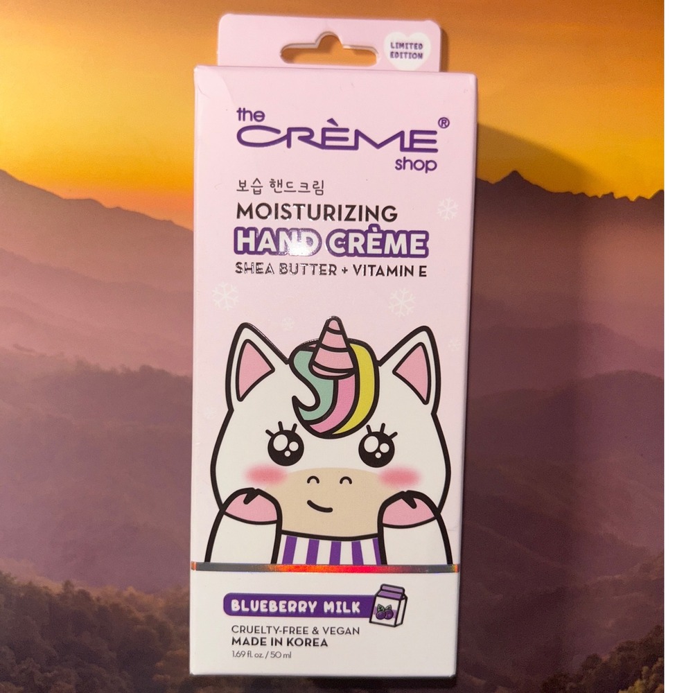 The Crème Shop Moisturizing Hand Crème Blueberry Milk Shea Butter Vita E Unicorn